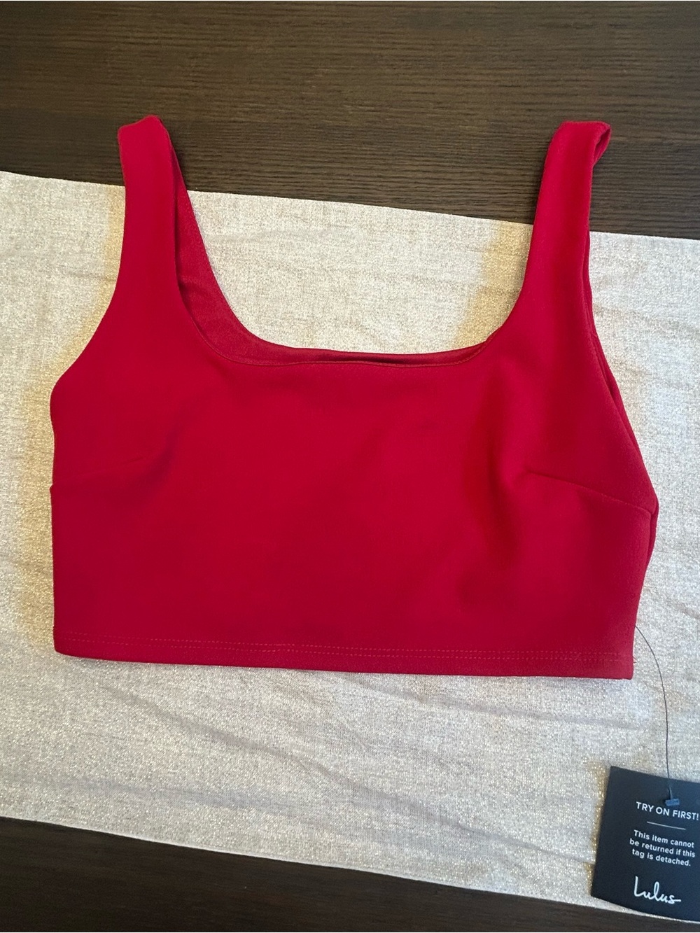 Lulus Red Crop Top NWT Medium Sleeveless Square Neck Stretch Knit